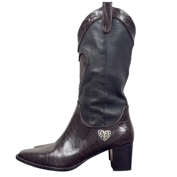 Brighton Western Festival Heart Braided Leather Cowgirl Country Croc Boots